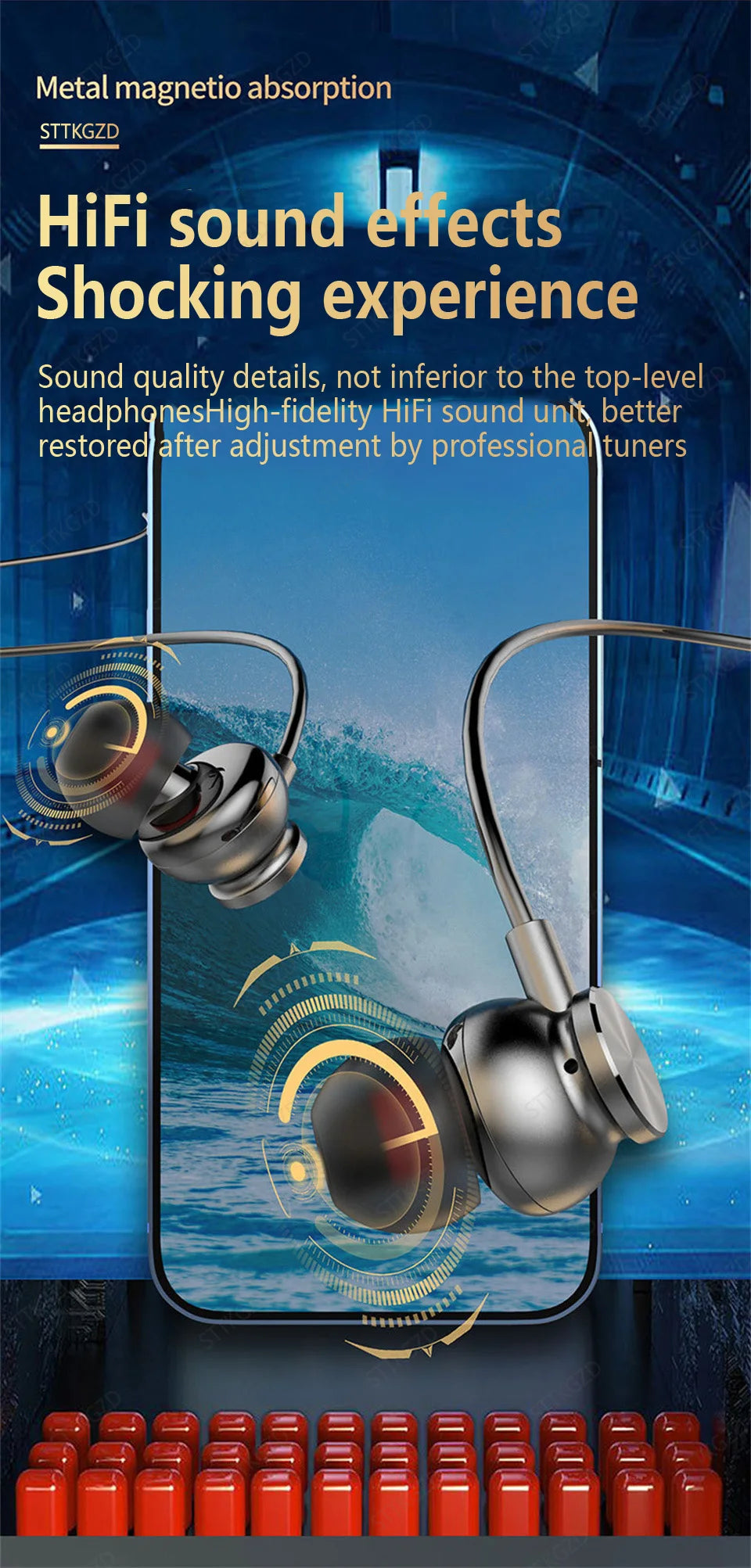 Wireless Headphones Neckband Bluetooth Earphone With Microphone  Long Battery Auriculares High Quality Headset Sport For TF Card