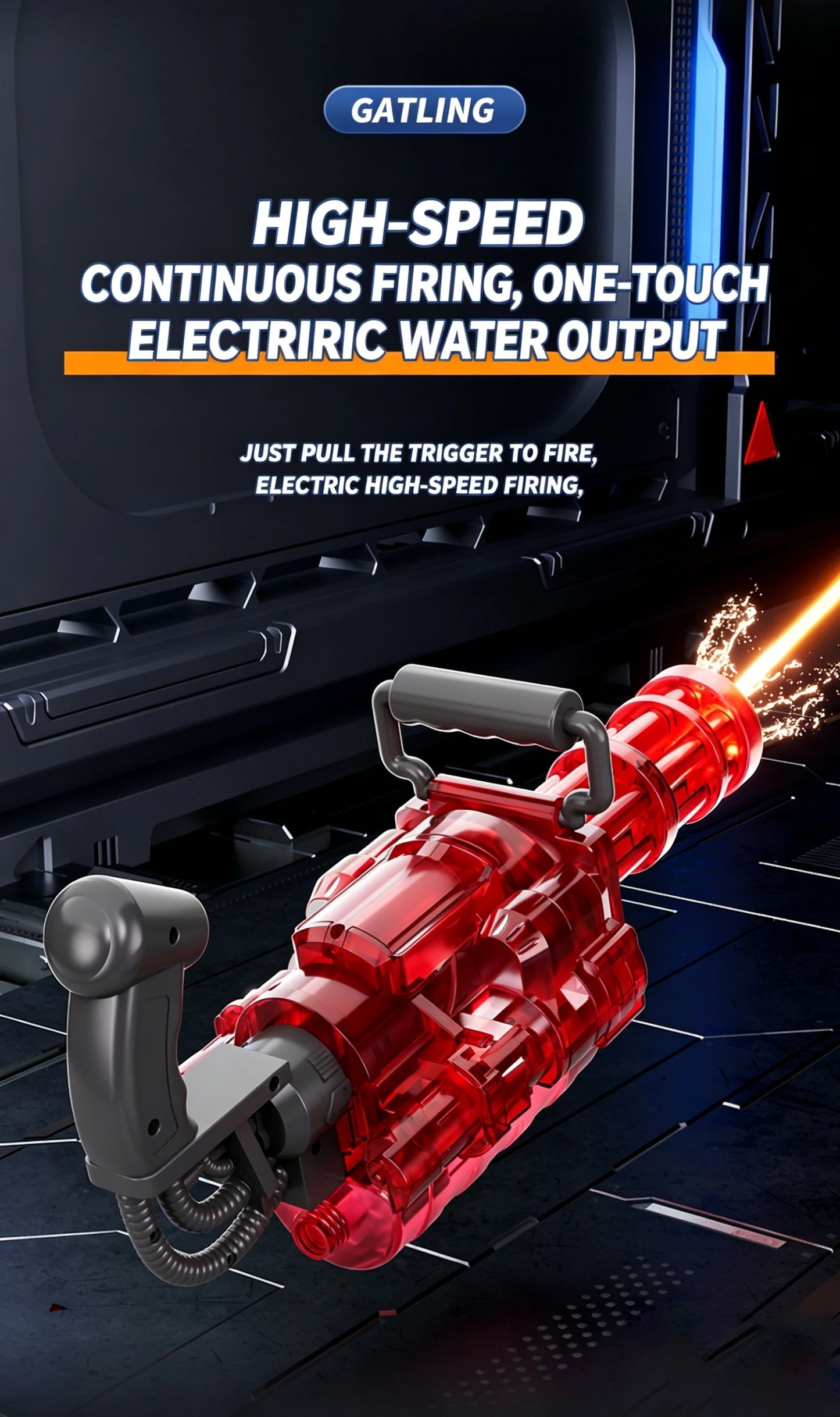 Auto Gatling Water Cannon Rotating High-Pressure Large Capacity Gatling Water Gun Toy Adults Outdoor Summer Fun Play Kid Gifts