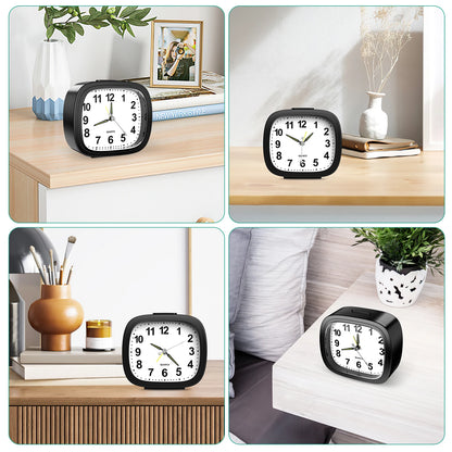 ORIA Silent Alarm Clocks Bedside Non Ticking Battery Powered Table Clocks Luminous Analogue Clock for Heavy Sleepers Travel