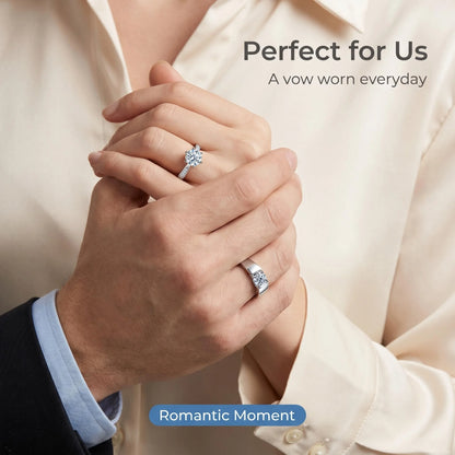 D VVS1 Moissanite 925 Sterling Silver Couple Ring for Women Man Wedding Jewelry Engagement Imitation Diamond Fashion Gifts Party