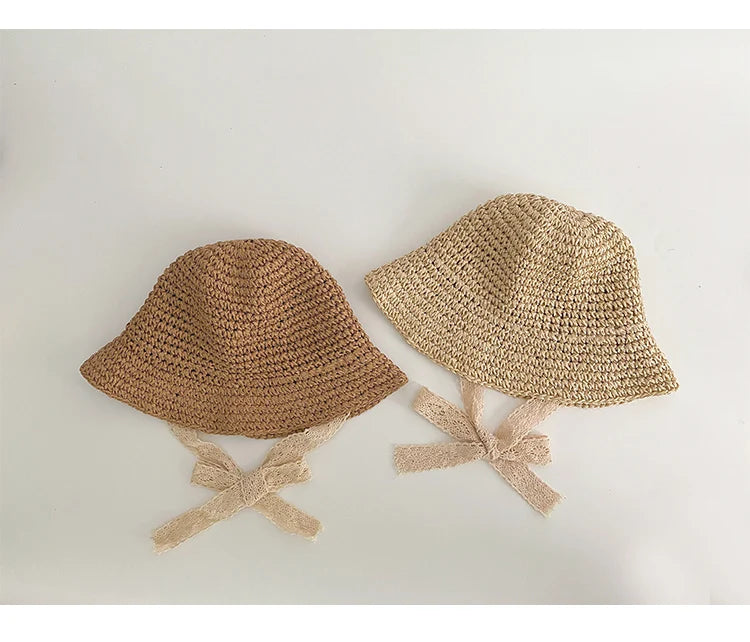 Korean style straw hat for little girls from 1 to 6 years old, sun protection, Korean style