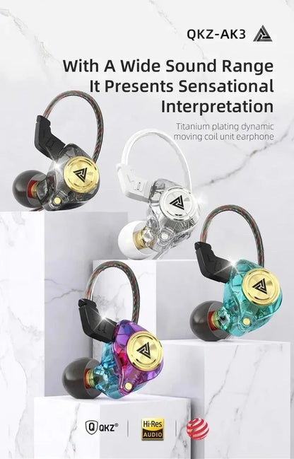 QKZ CK5 FiLe Wired Earphone Professional Gaming And Sports Noise Cancelling Headphones with Microphone HiFi Music Earphone