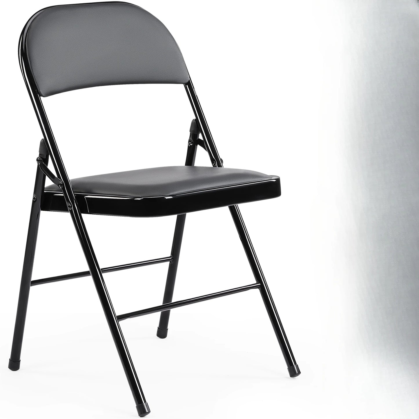 Leather Padded Folding Chair 4 Pack Sturdy Metal Foldable Chairs Easy to Use and Storage Outdoor and Indoor for Home Office