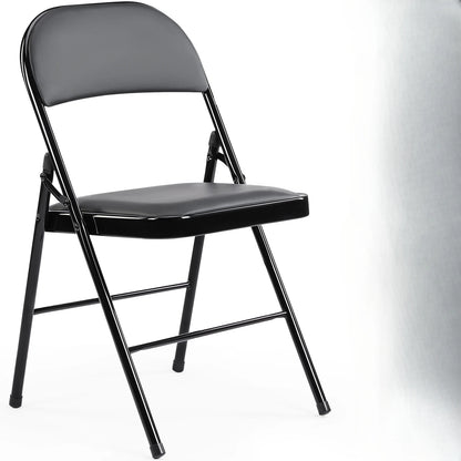 Leather Padded Folding Chair 4 Pack Sturdy Metal Foldable Chairs Easy to Use and Storage Outdoor and Indoor for Home Office