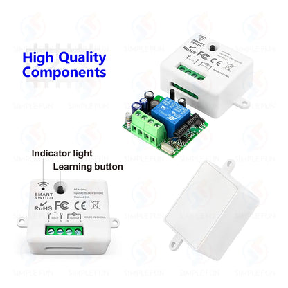 Mini 433MHz Smart Light Switch,50m Self Powered Wireless Wall Switch No Need Battery,110V 220V Mini RF Module,for Home Appliance