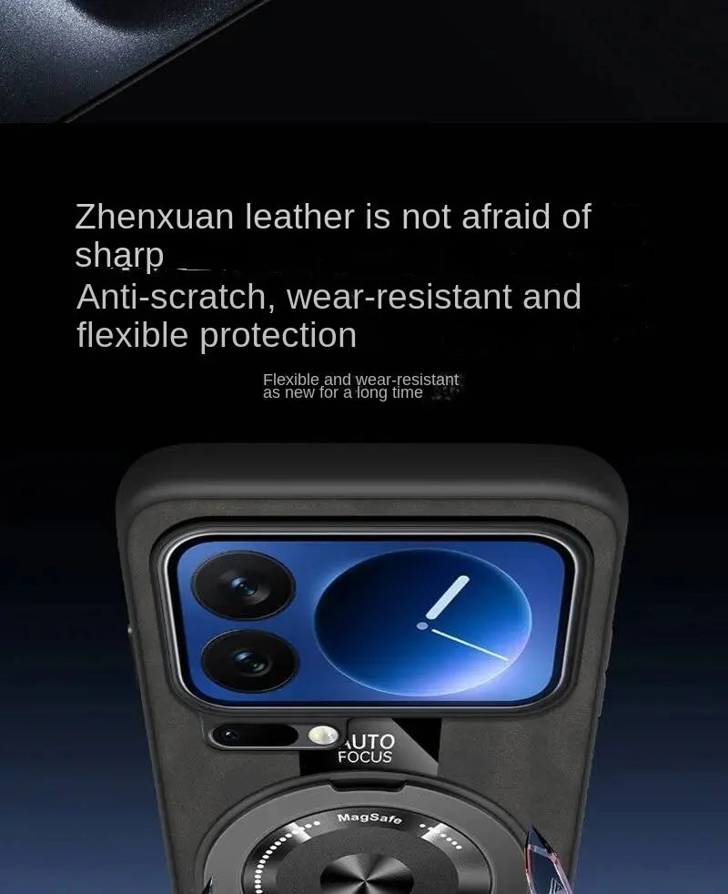 Case For Xiaomi 17 Pro Max 360 Rotating Magnetic Holder Luxury Silicone Sheepskin Leather Back  For Mi17 Xiaomi 17Pro Max Cover