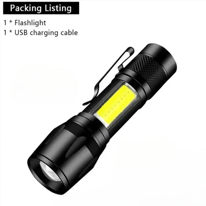 Aluminum Alloy Portable Torch Powerful LED Flashlight USB ReChargeable Outdoor Tactical Zoom Camping Waterproof Flash Light