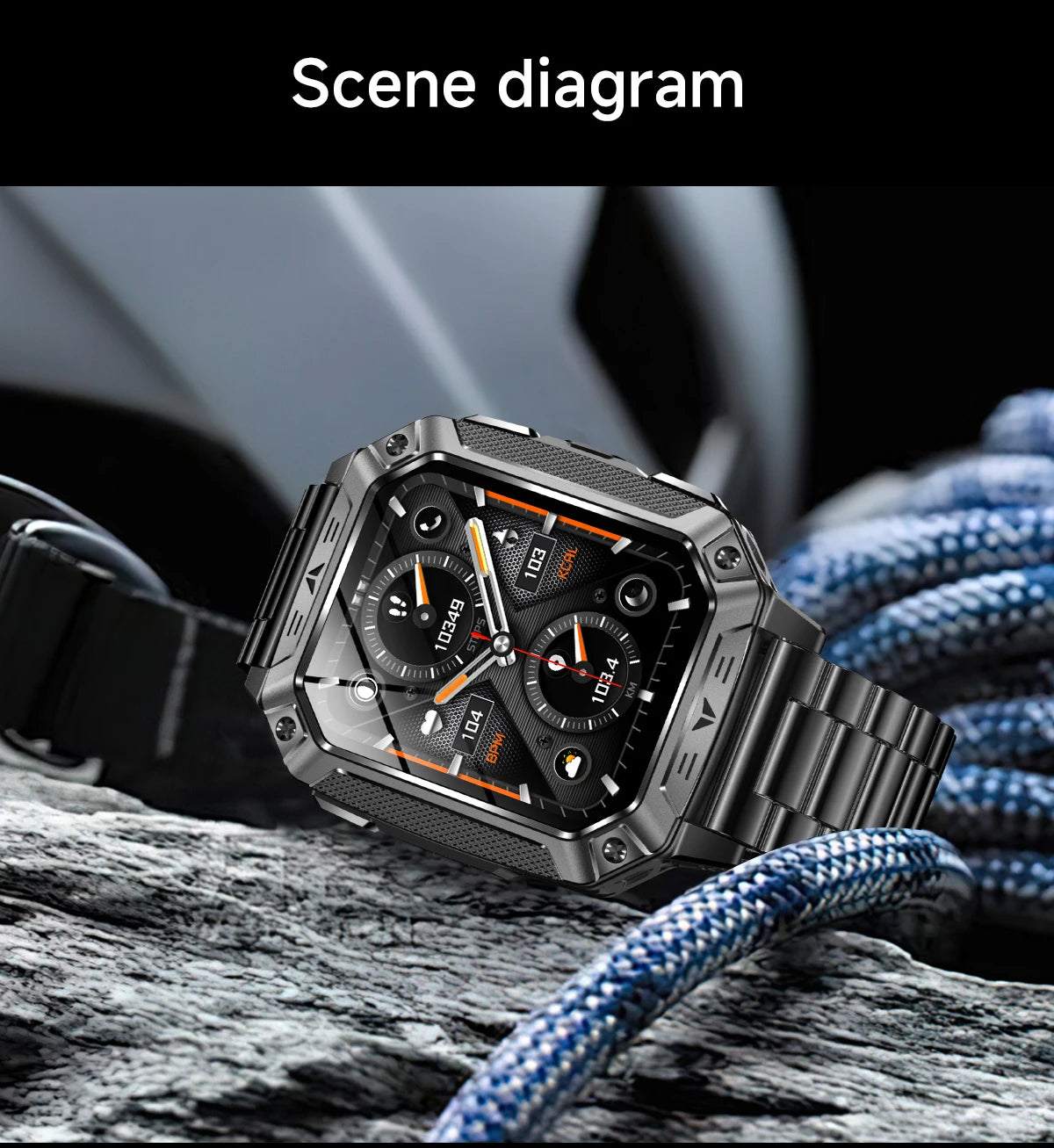LIGE Wojskowy Inteligentny Zegarek 2.01'' Ekran HD Outdoor Sportowy Męski Zegarek SOS Czerwony Alarm Migająca Latarka Monitor Zdrowia Smartwatch