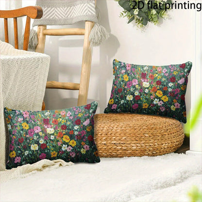 Two-piece suit Blue Floral Pillowcase for Bed , Used for sofas, chairs, cars, decorative cushion covers, pillowcases.