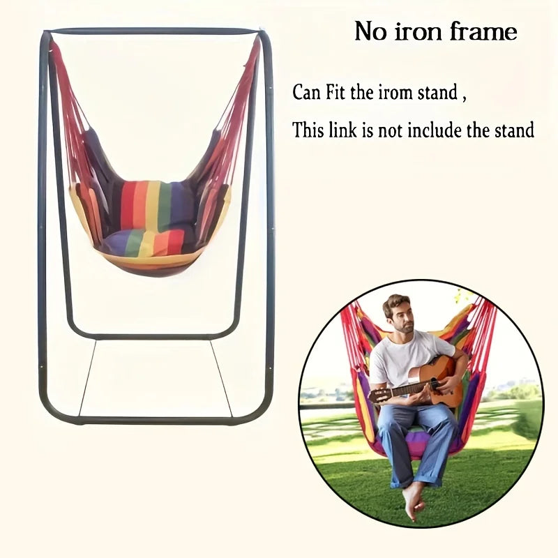 Outdoor Swing Hammock Chair Canvas Leisure Chair No Pillow Or Cushion Dormitory Hammock Swing Rocking Chair(With Storage Bag