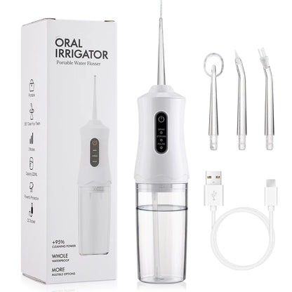 Inteligentny irygator doustny elektryczny 220 ml, nić wodna, 3 tryby, ładowalny, przenośny, irygator do zębów, do czyszczenia zębów