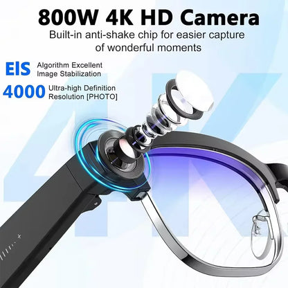 New AI Smart Glasses, 800W Camera Video Recording, AI Photo Recognition, Bluetooth Call & Voice Translation Eyewear