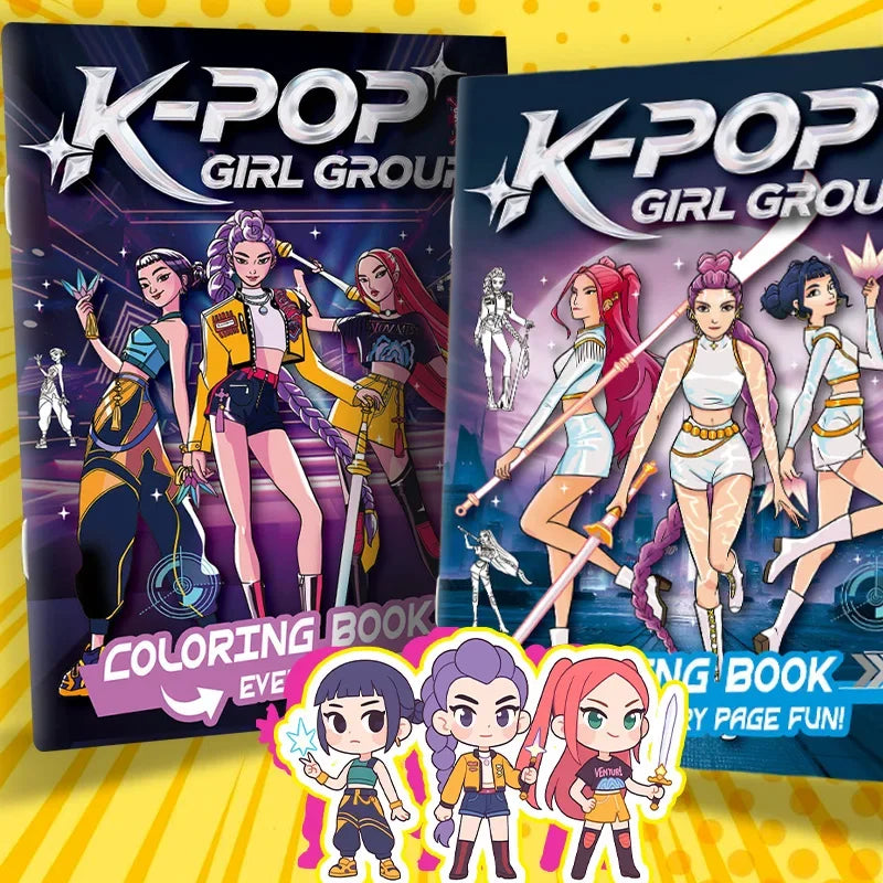 Stress Relief Coloring Book Cute Anime Girls 36/56 Pages Relaxing Activity Book for Adults Kids Birthday Gifts