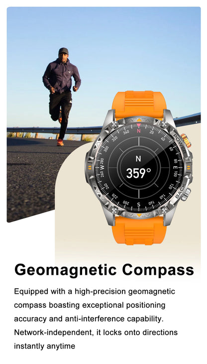 LIGE Nowy wojskowy do T-Rex 3 Ultra Smart Watch Bateria 1000 mAh Wodoodporny IP68 Kompas Latarka Sportowy monitor Smartwatch Mężczyźni