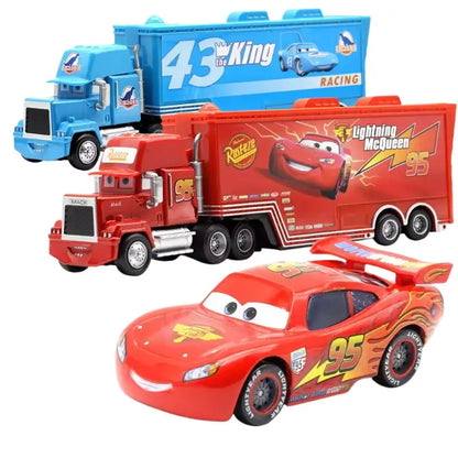 Disney Pixar Cars Lightning McQueen Storm Jackson Mack Container Truck 1/55 Ratio Die Casting Alloy Car Model Toys Truck Gifts