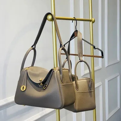 Women's Handbag 2025 New Style Top Layer Cowhide Leather Lundy Mini Doctor Bag Genuine Leather Handbag Single Shoulder Crossb...