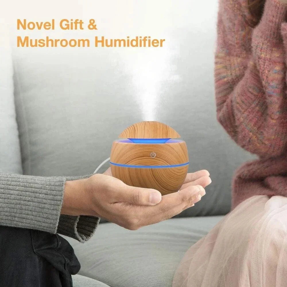 Woodgrain USB Essential Oil Diffuser Mini Ultrasonic Aromatherapy Humidifier Portable Desktop Air Mist Maker For Home Office