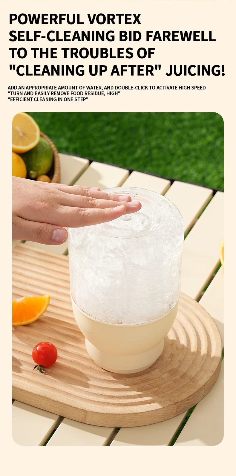 Portable Electric Citrus Juicer and Smoothie Blender, 28 Ounce Portable Fresh Juicer with Straw and 2 Lids, Mini Fruit Blender