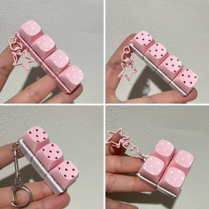 Button Keycap Fidget Keychain 3/4/6/9 Keys Stress Relief Keycap Fidget Toy Polka Dot Pattern with Lights Bag Pendants