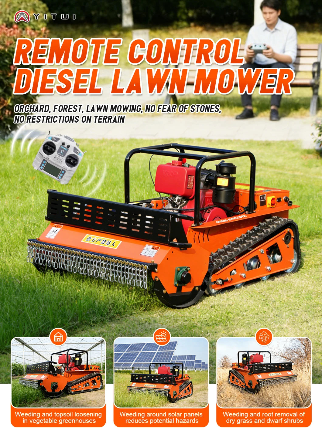 Customized diesel lawn mower that can climb slopes GPS all terrain tracked lawn mowing robot