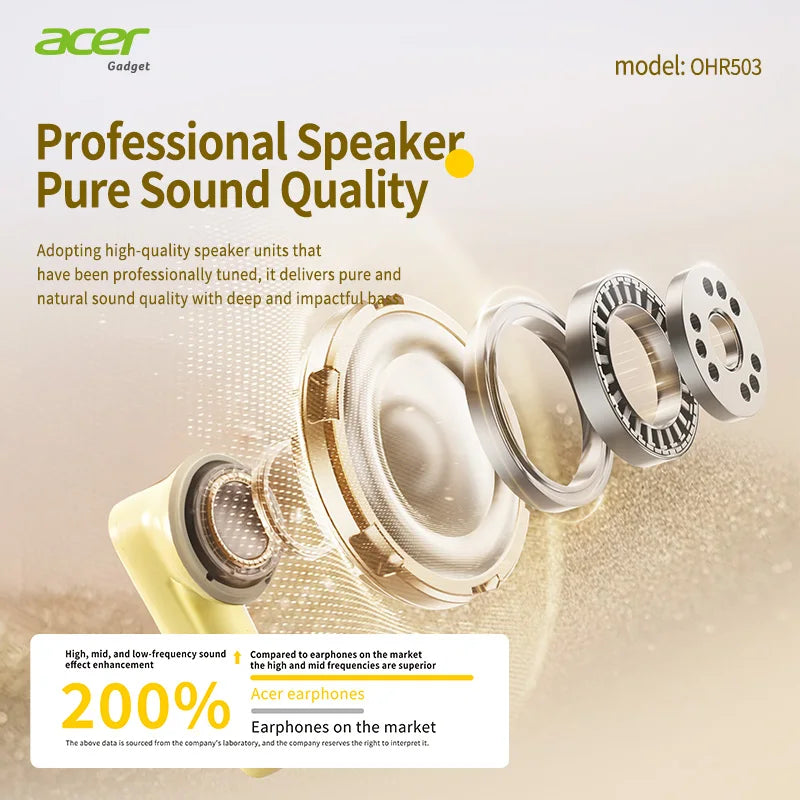 Acer Ohr503 Wireless Headphones, In-Ear Design, Bluetooth Headphones, Stereo Sound Quality, Comfortable to Wear, Suitable for Sports, Running, and Cycling, Compatible with Mobile Phones, Tablets, Android and Ios Systems