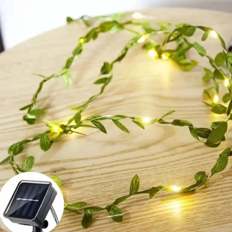 7M/12M/17M Maple Leaf Vine Fairy Lights String LED Solar Light Garden Decoration Waterproof Solar Lamp Wedding Christmas Garland