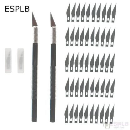 Engraving Non-Slip Metal Scalpel Knife Kit + 50/20/10/5pcs #11 Blades Cutter Craft Knives for Mobile Phone PCB Repair Hand Tools