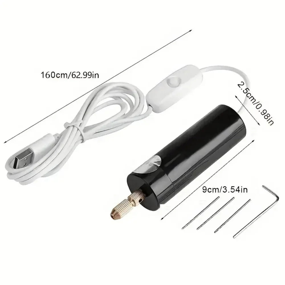 Handheld Mini Electric Drill USB DIY Tool for Epoxy Resin Jewelry Making Wood Craft Engraving Pen