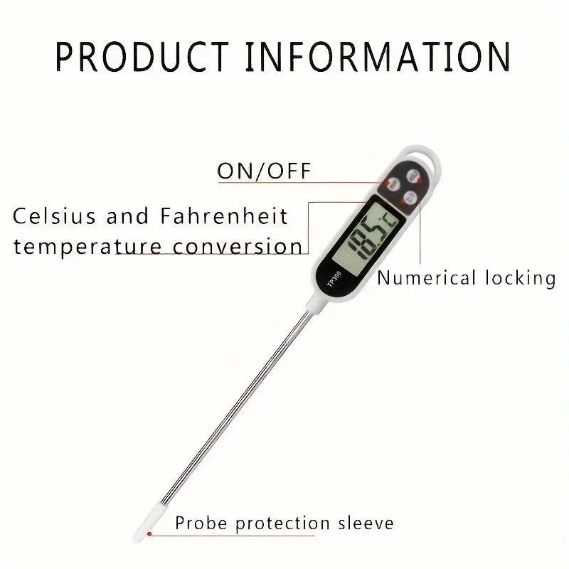 1pc Stainless steel probe cooking food, barbecue stove, water, milk, oil, liquid meat, digital kitchen thermometer