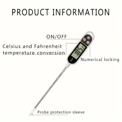 1pc Stainless steel probe cooking food, barbecue stove, water, milk, oil, liquid meat, digital kitchen thermometer