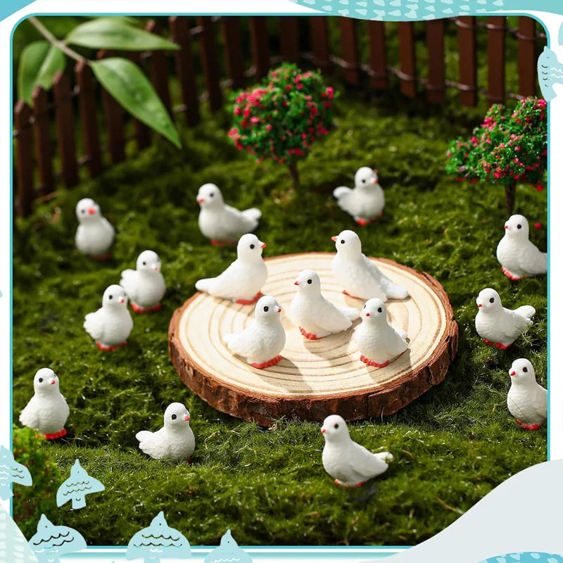 5/10 Pcs Mini Resin Doves Miniatures, Bulk Birds Pigeon Figurines for Micro Landscape Fairy Garden DIY Craft Ornament  Accessory