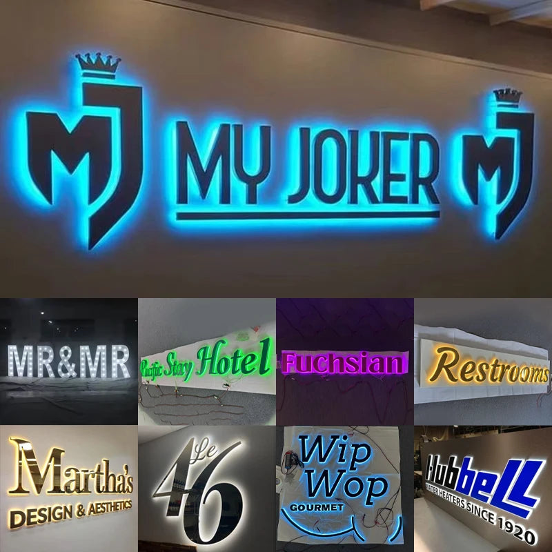 Custom LED Illuminated Metal Letters 3D Business Sign Laser Cut Logo Sign Beauty Salon Sign Signboard Backlit Sign Dropshipping
