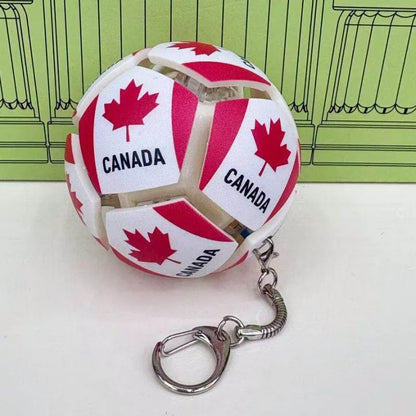 Football Soccer Keychain Fidget Stress Relief Pendant Multi National Team Souvenir Portable Decompression Toy With Gift Box
