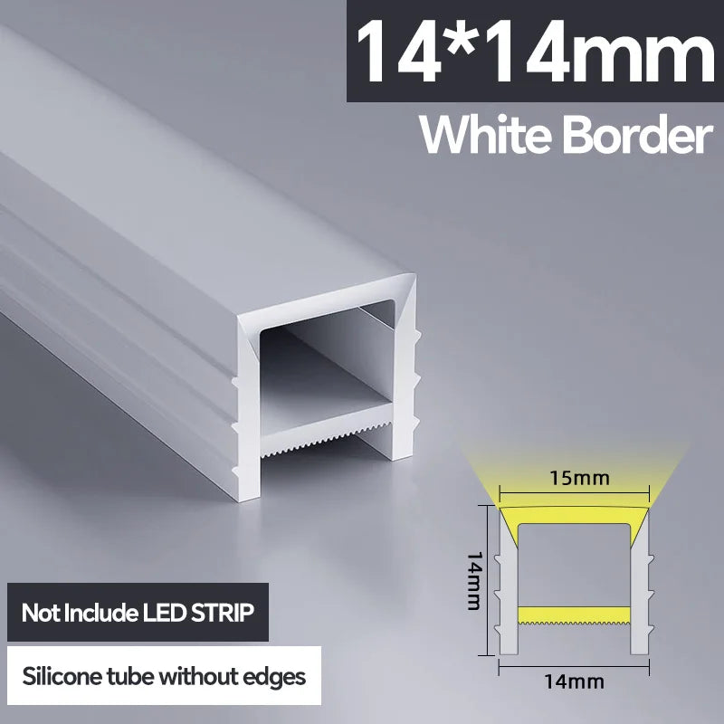1M-10M LED Neon Rope Tube Soft Silicone Diffuser Channel Black/White Flexible Ribbon Strip Light for Recessed Channel