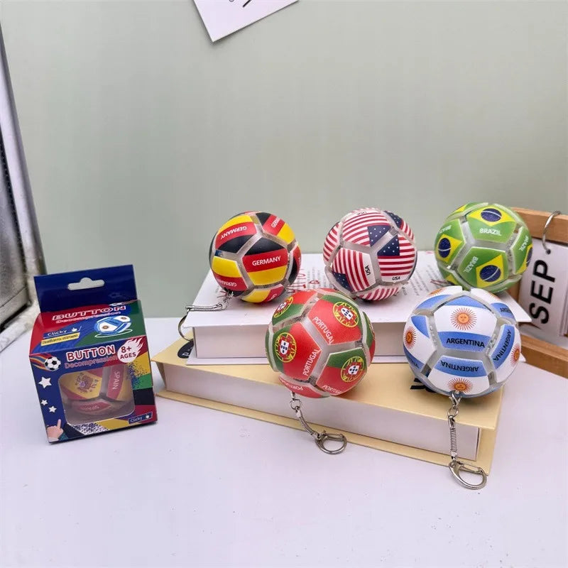 USA Mexico Canada All Country Flag Football Keychain Fidget Stress Ball Squishy Decompression Toy Anxiety Relief Fan Souvenir