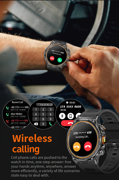 LIGE 2026 Nowy Zewnętrzny Wojskowy Zegarek Smartwatch z Baterią 400 mAh, Wodoodporność 5ATM, Latarka, Monitor Tętna, Tracker Sportowy dla Mężczyzn