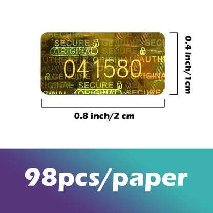 Gold Tamper Proof Hologram Stickers, High Security Labels, Warranty Void Seal, Original, Genuine, 2x1cm