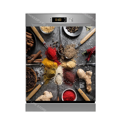 Water Splash Delicious Fruit Printed Dishwasher Sticker Wallpaper Kitchen Waterproof Dishwashing Cabinet Cover Decal Poster