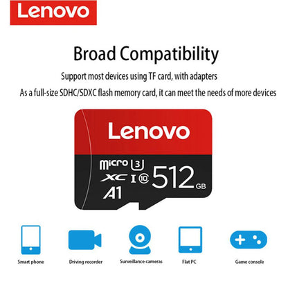 Lenovo High Speed Memory Card 1TB Cartao De Memoria 512GB Micro SD Card 256GB Class 10 TF Flash Card For Phone Tablet UAV NEW