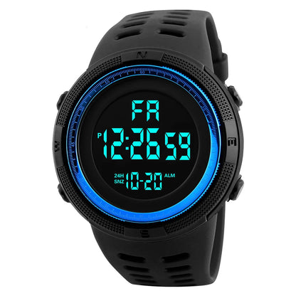 Men Sport Watch Multifunction Military Sports Watch Waterproof Luminous LED Digital Kids Watch Big Dial Student Electronic Watch