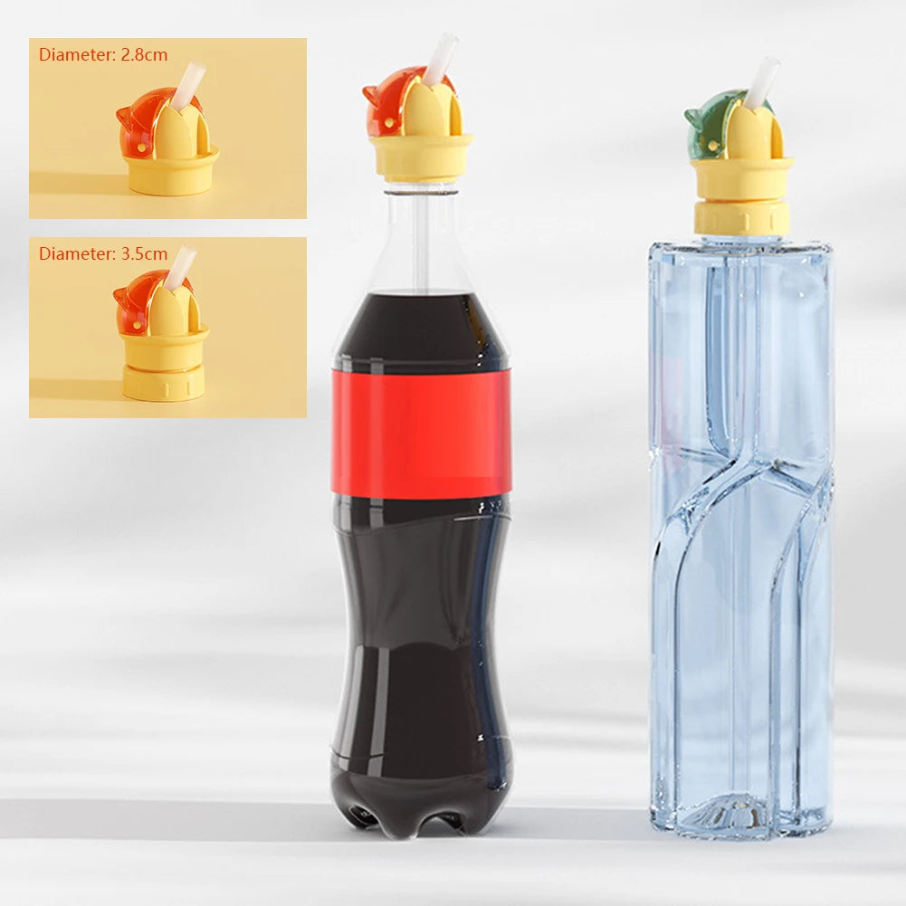 2-in-1 Children's Straw Lid,Reusable Leakproof Water Bottle Cap for Boys Girls,Portable Anti-Choking Spout Cap with Straw