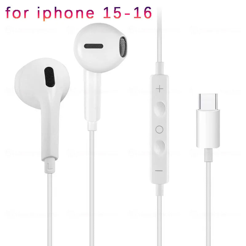 Wired Earphones Type c Earbuds for Apple Lightning Headphones with Line Iphone 5 6 8 7 Plus X XS MAX XR 10 11 12 13 14 Pro 15 16