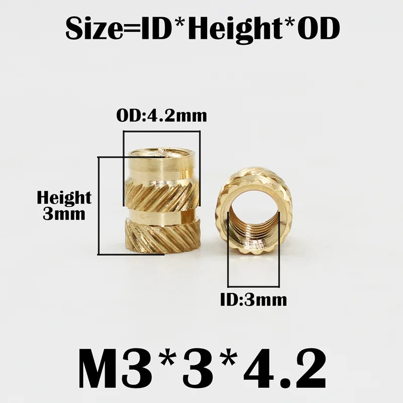 Brass Heat Set Insert Nut Tool Soldering Iron Hot Melt M3 Threaded Inserts Pressed Fit for 3D Printer Plastic Case Insertion Nut