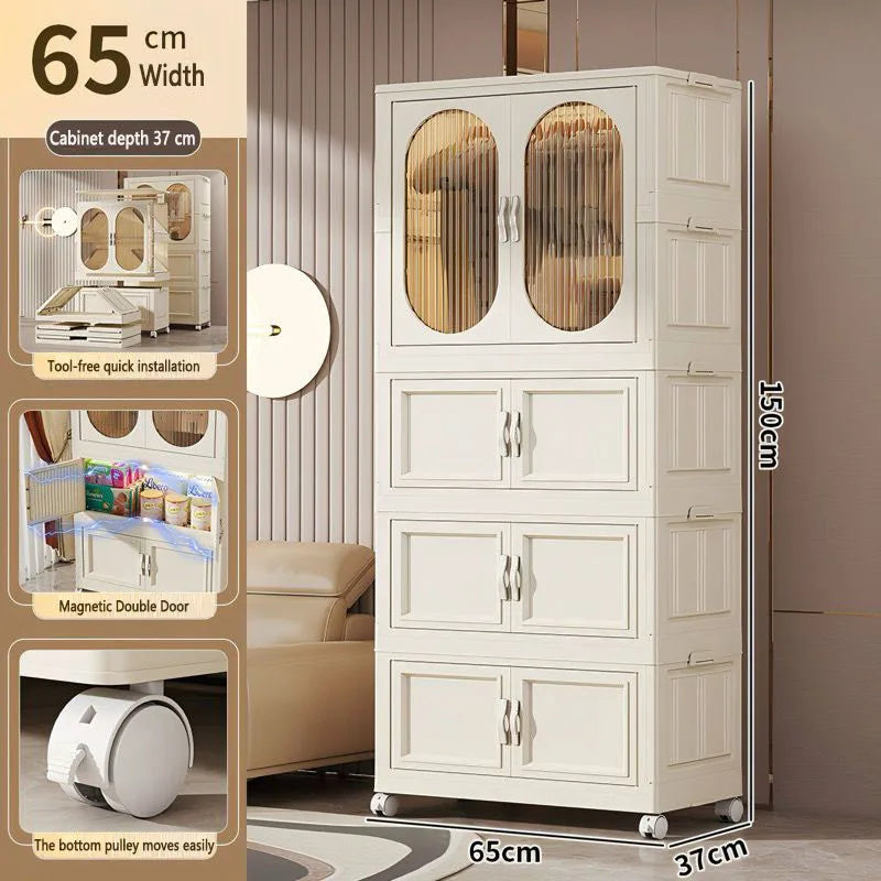Foldable Baby Closet Plastic Infant Wardrobe Children's Clothing Storage Cabinet for Home Bedroom No Installation Needed