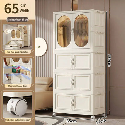 Foldable Baby Closet Plastic Infant Wardrobe Children's Clothing Storage Cabinet for Home Bedroom No Installation Needed