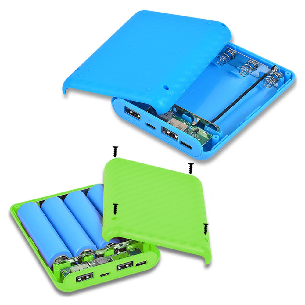 New Portable DIY Power Bank Box 4x18650 Battery Charger Case Fast Charging Case Solderless Power Bank Shell Batteries Charging