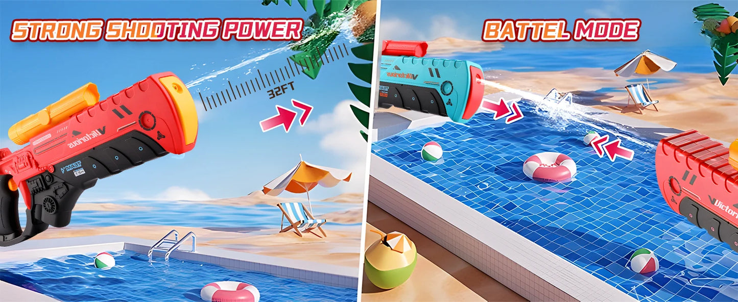 Electric Water Gun Powerful Automatic Water Gun Long Range Classic Big Electronic Watergun Beach Pool Toy Water Blaster for Kids