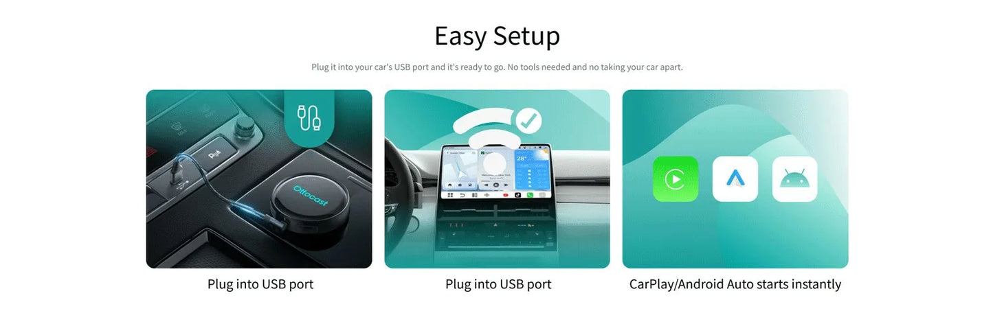 Ottocast OttoAibox P3 Pro AI Box Wireless CarPlay Android Auto QCM 6225 HDMI YouTube Netflix Video for Benz VW Ford Toyota