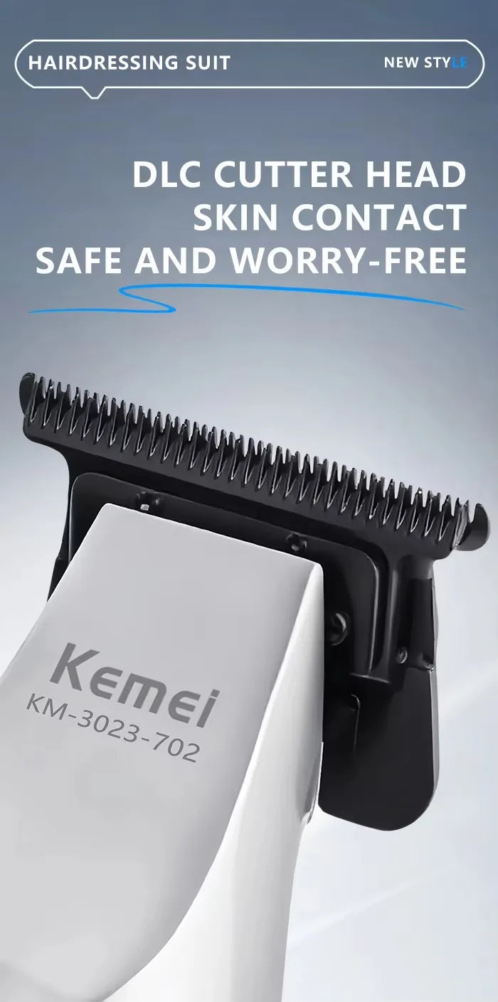 Kemei Clippers Professional Haircut Suit Rechargeable Hair Clippers Metal Body Shaver LCD Display Clipper For Man KM-3023 Set