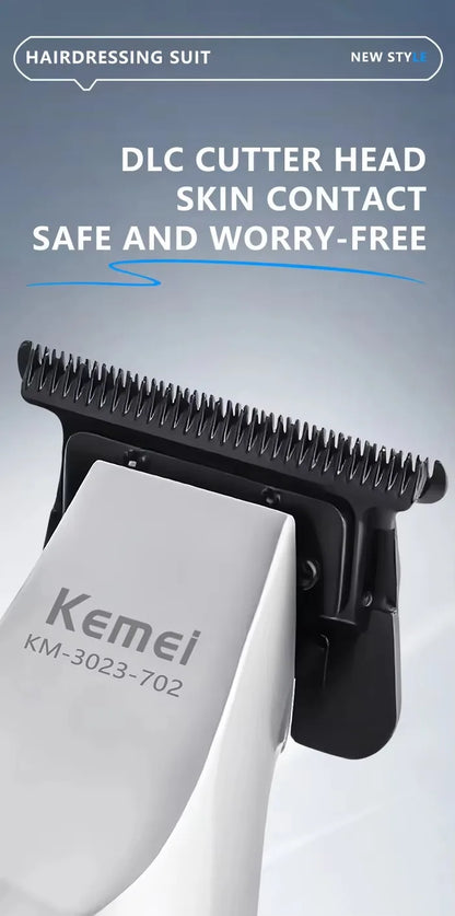 Kemei Clippers Professional Haircut Suit Rechargeable Hair Clippers Metal Body Shaver LCD Display Clipper For Man KM-3023 Set